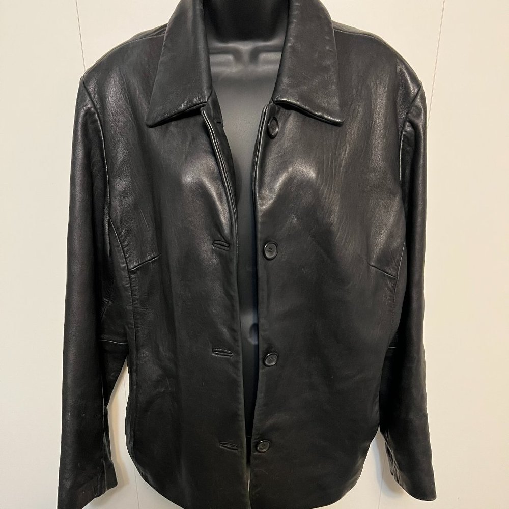 Black leather Jacket XL